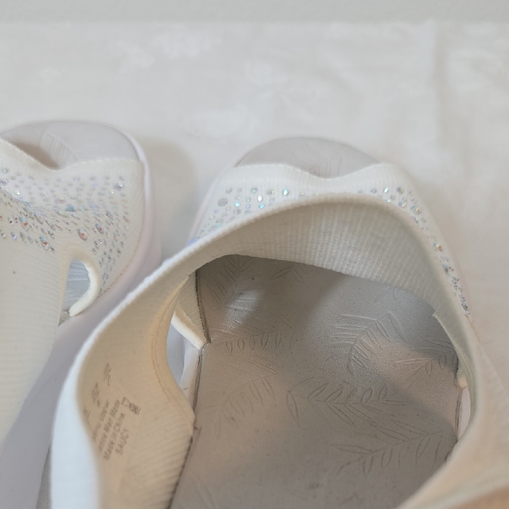 Bzees White Rhinestone Slip-On Slingback Sandals - Picture 13 of 16